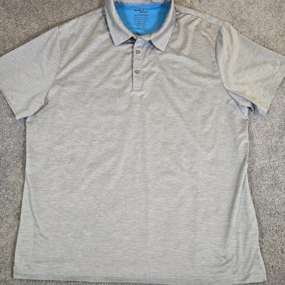 Birdie Bound Golf Short‎ Sleeve Men's Polo Shirt Hawaiian Gray 2XL